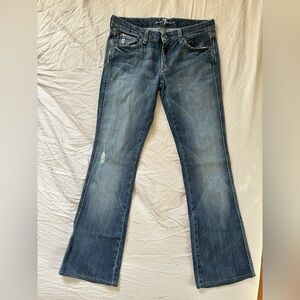 7 For All Mankind Blue Denim Jeans with‎ Gold Detail